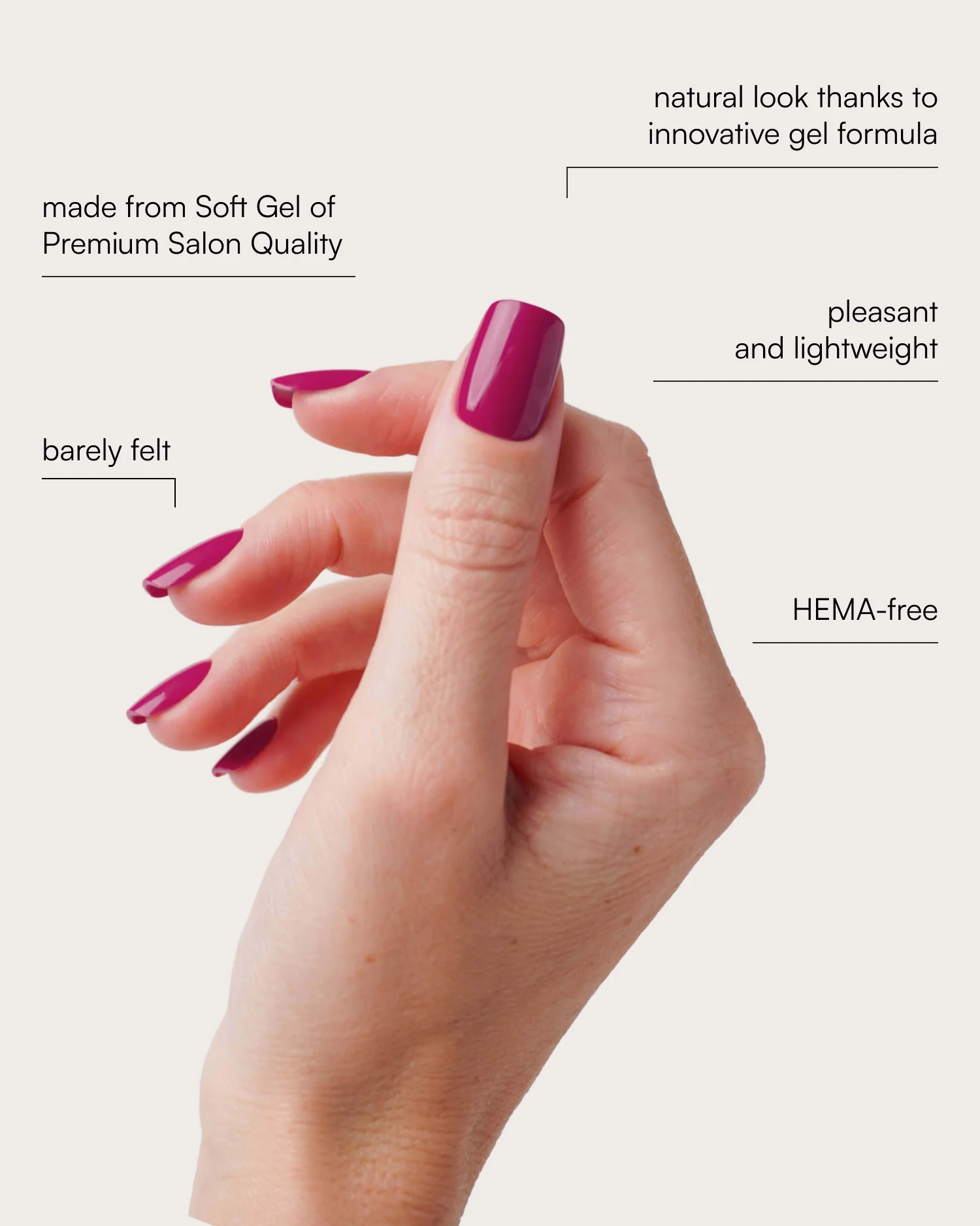 Acai Berry Short Square Soft Gel Press Ons - Image 3