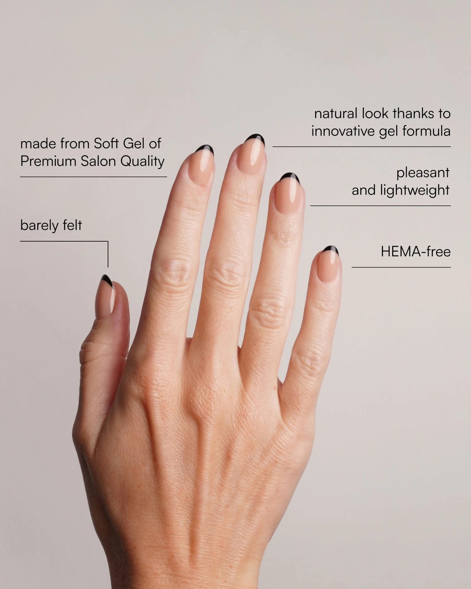 Black French Short Round Soft Gel Press Ons - Image 3