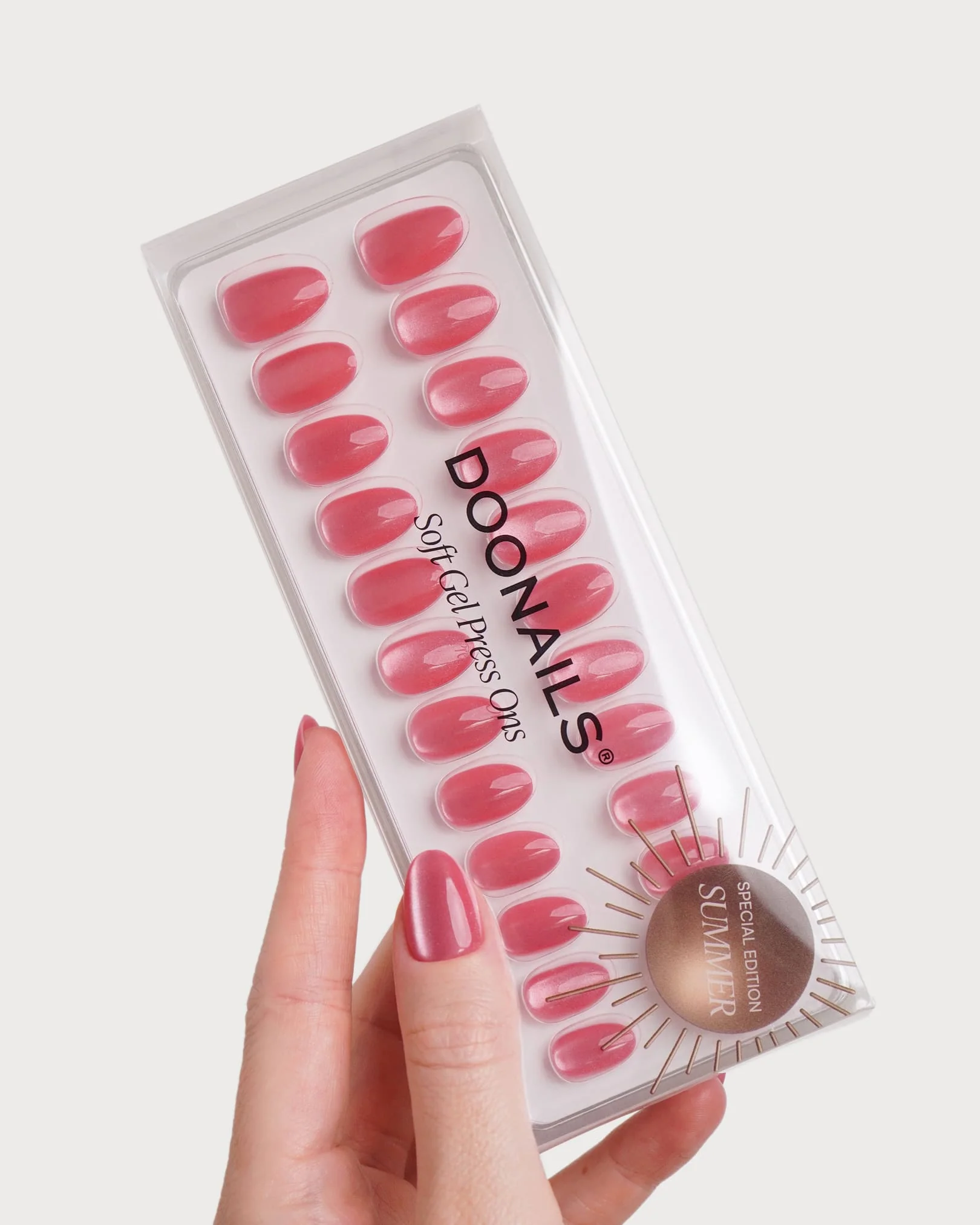 Glass Pink Cat Eye Short Round Soft Gel Press Ons - Image 3