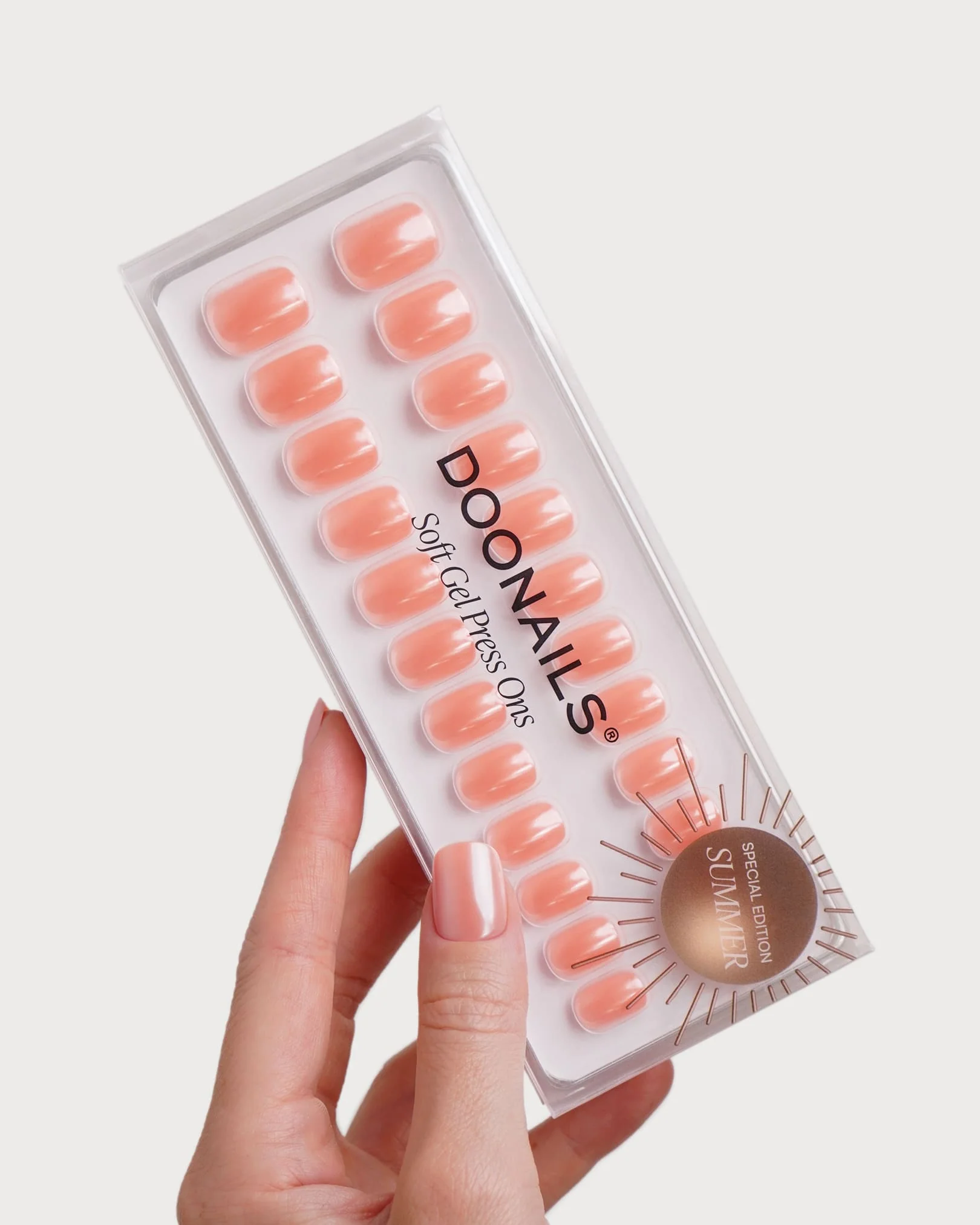 Glazed Peach Extra Short Square Soft Gel Press Ons - Image 3