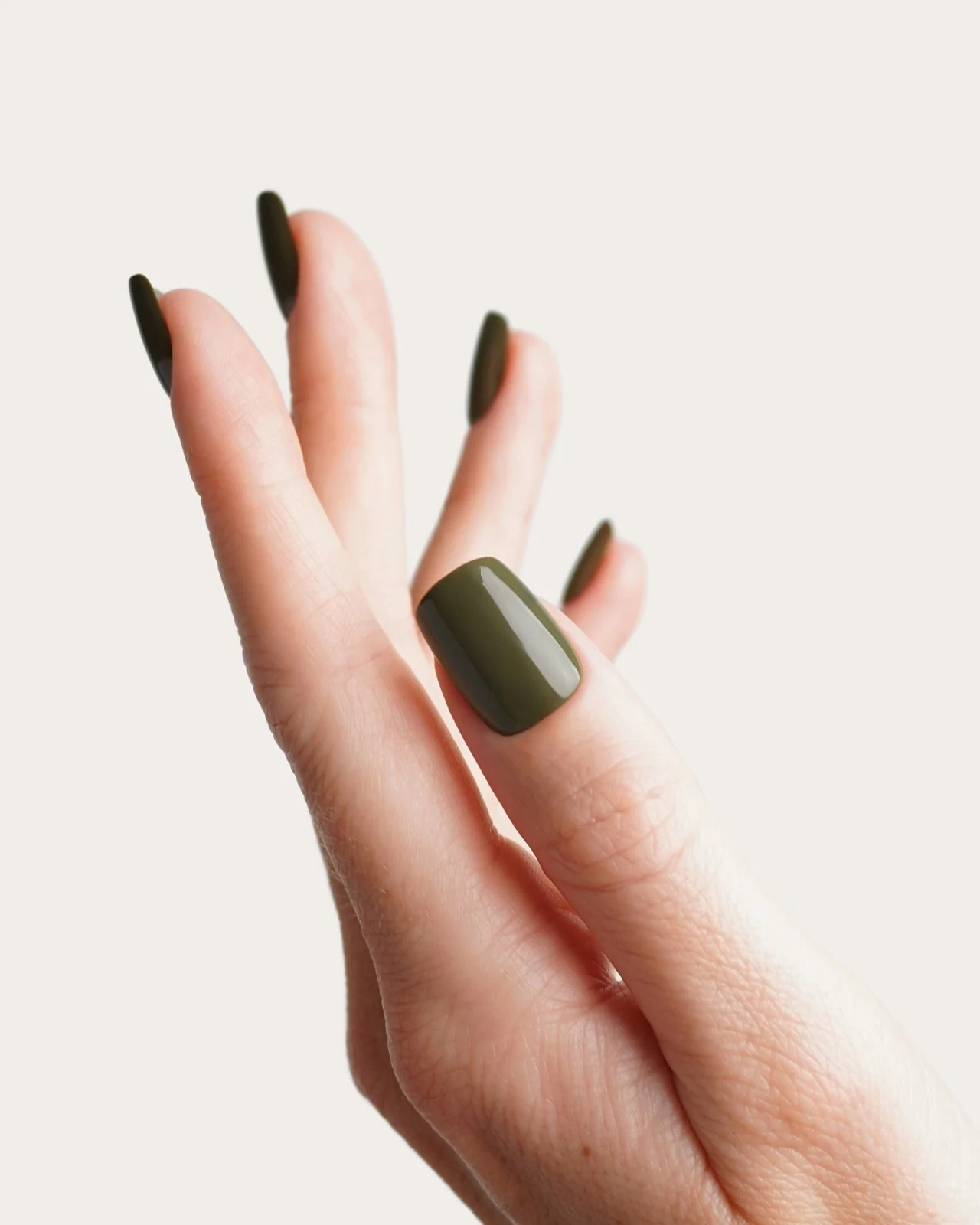 Moss Green Short Square Soft Gel Press Ons - Image 2