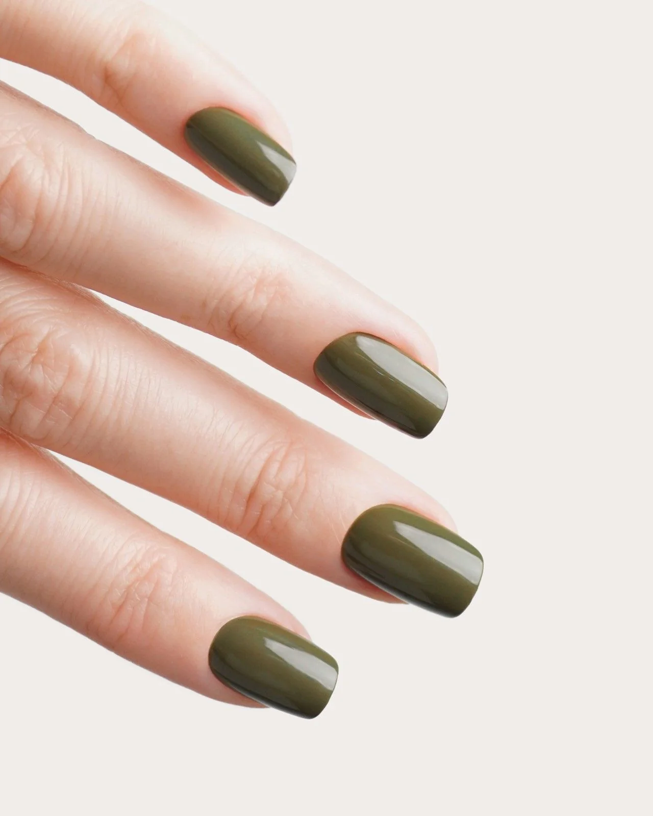 Moss Green Short Square Soft Gel Press Ons - Image 4