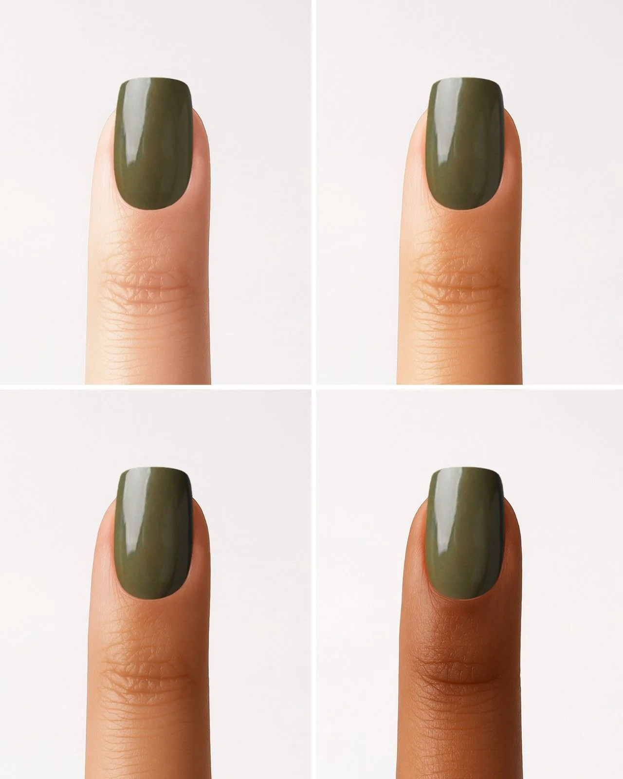 Moss Green Short Square Soft Gel Press Ons - Image 6