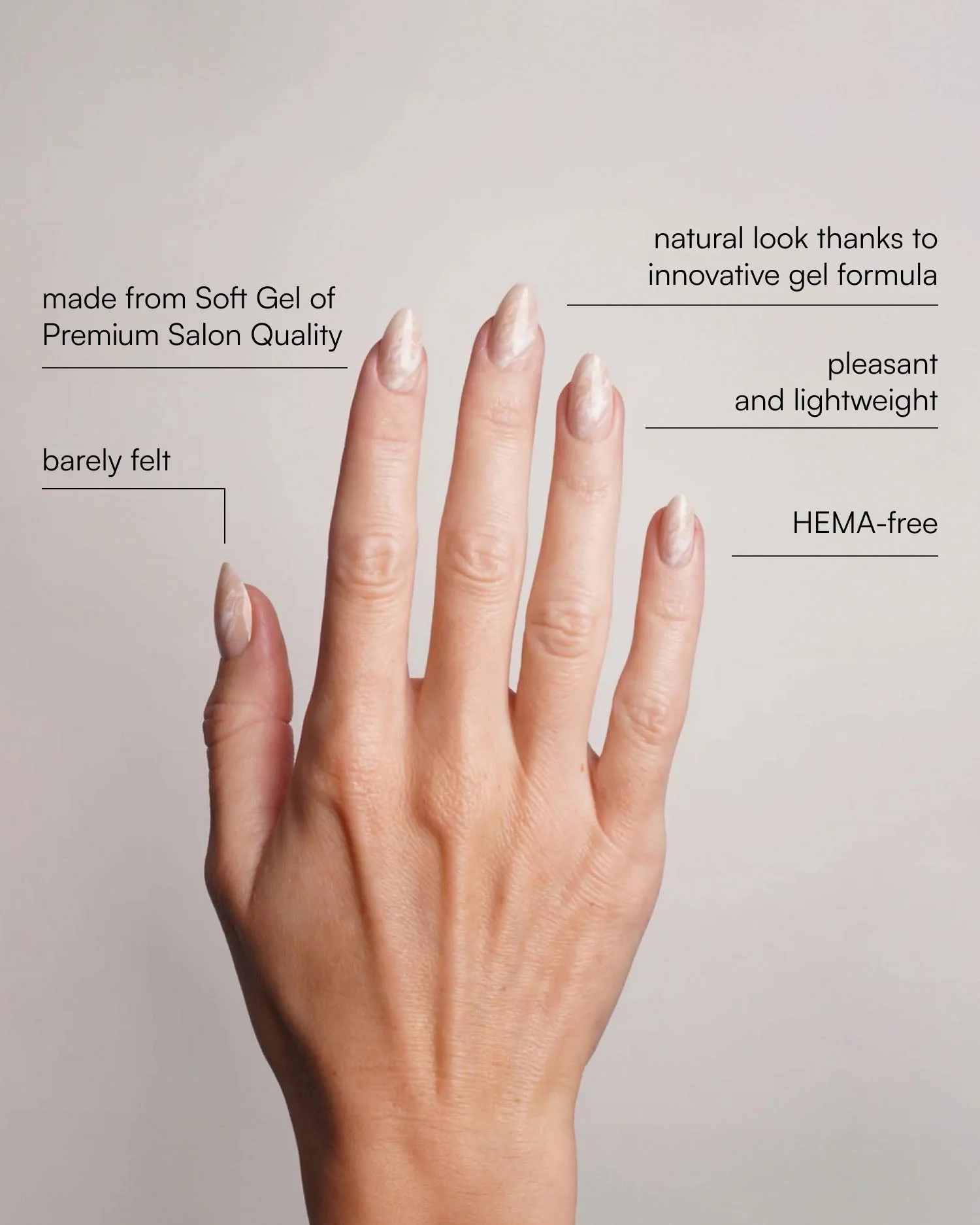 Nude Marble Short Almond Soft Gel Press Ons - Image 3