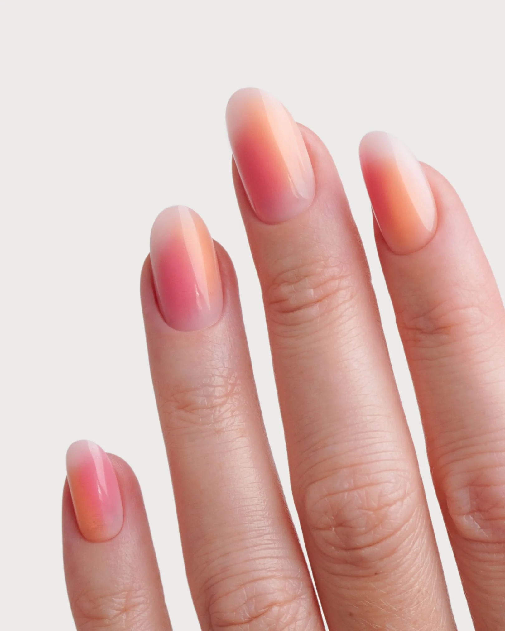 Orange Pink Aura Medium Round Soft Gel Press Ons - Image 2