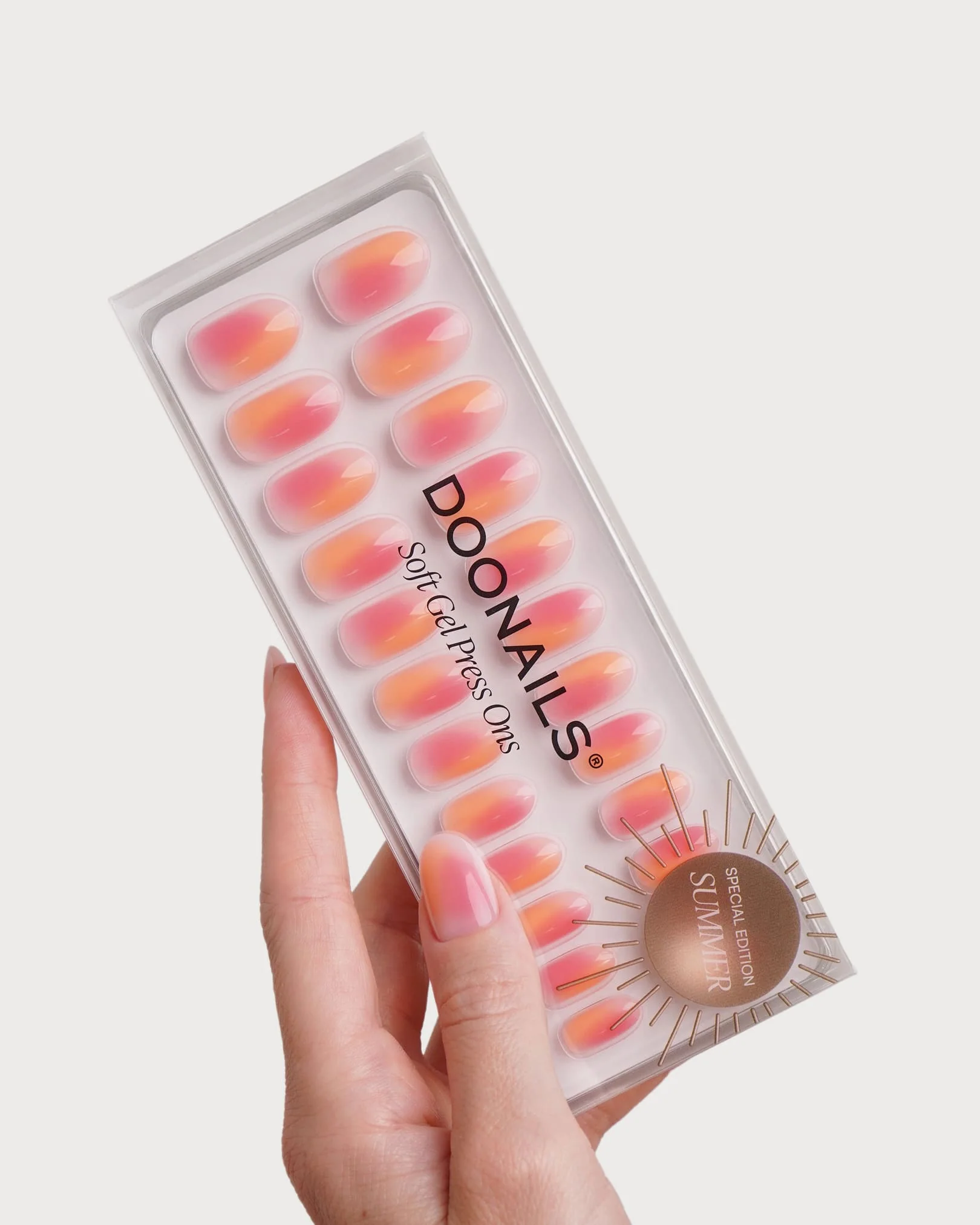 Orange Pink Aura Medium Round Soft Gel Press Ons - Image 3