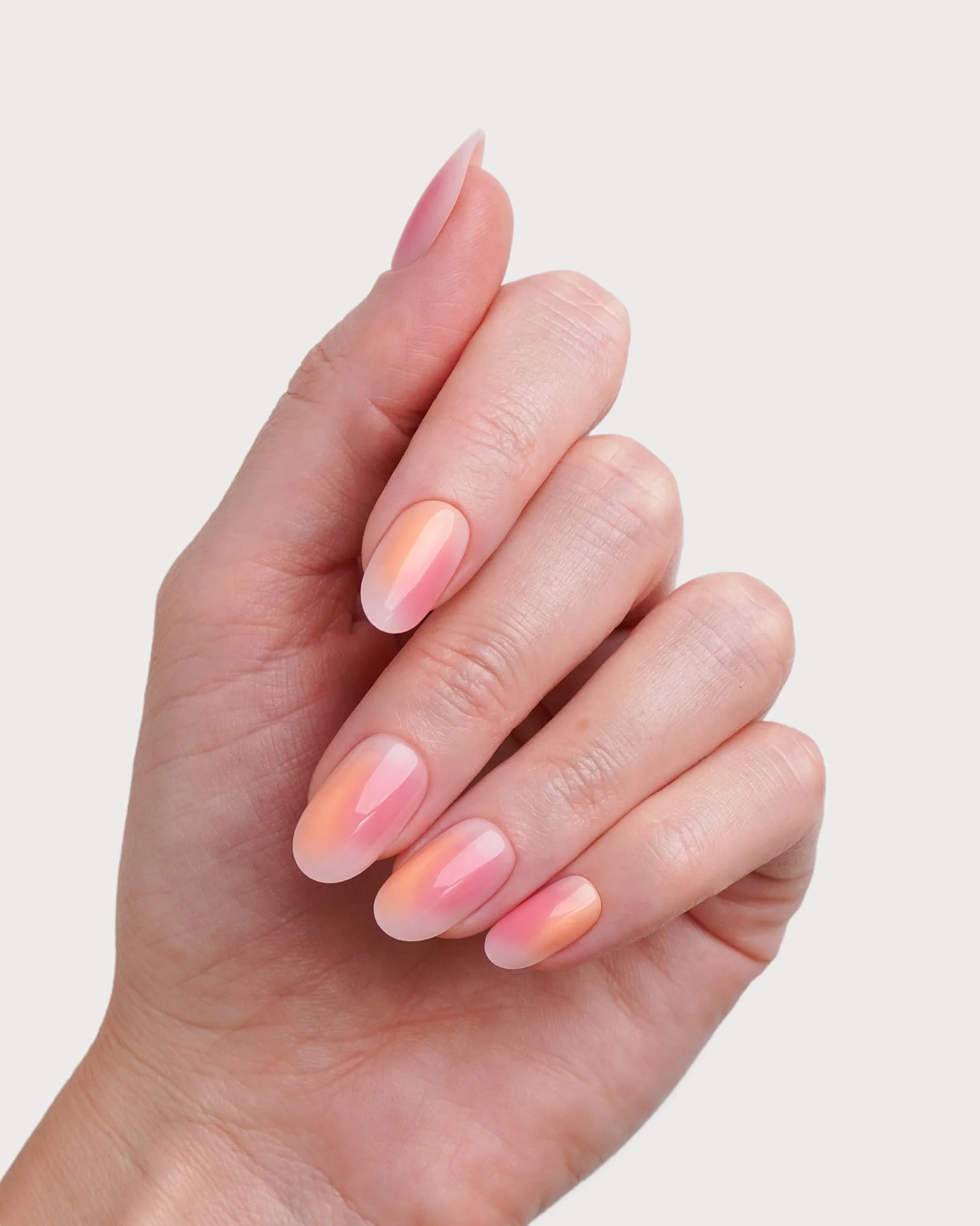 Orange Pink Aura Medium Round Soft Gel Press Ons - Image 4