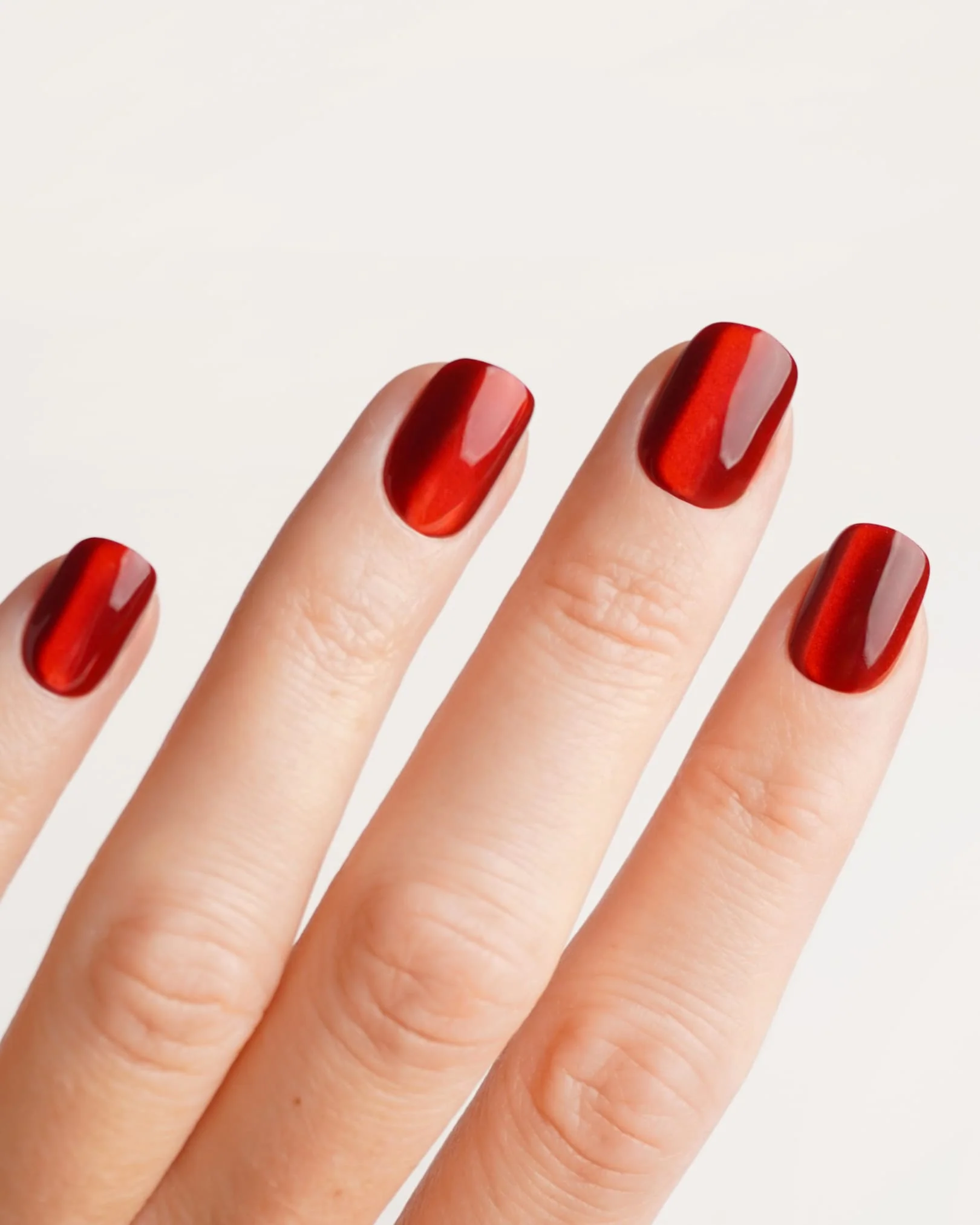 Red Cateye Extra Short Square Soft Gel Press Ons - Image 2