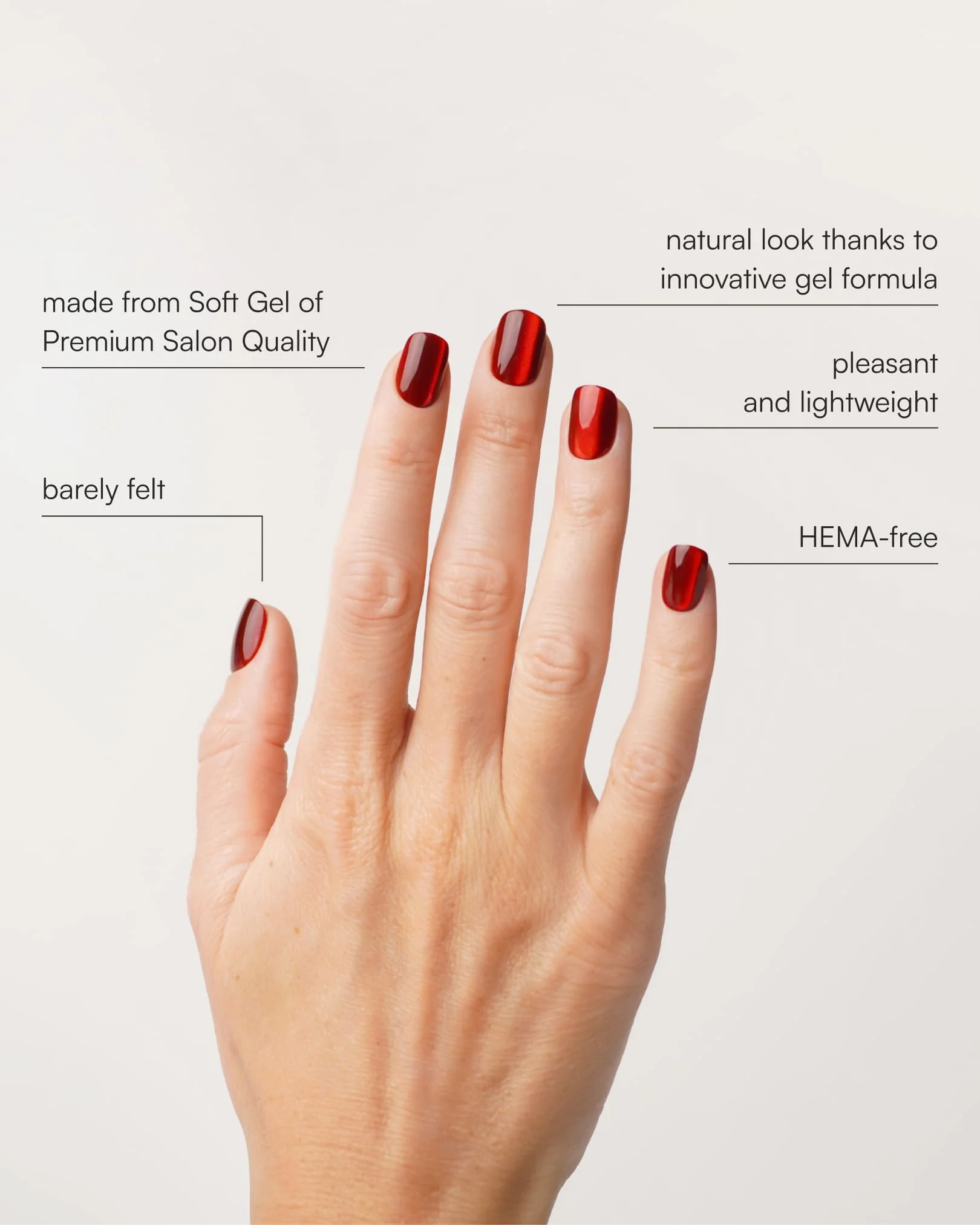 Red Cateye Extra Short Square Soft Gel Press Ons - Image 3