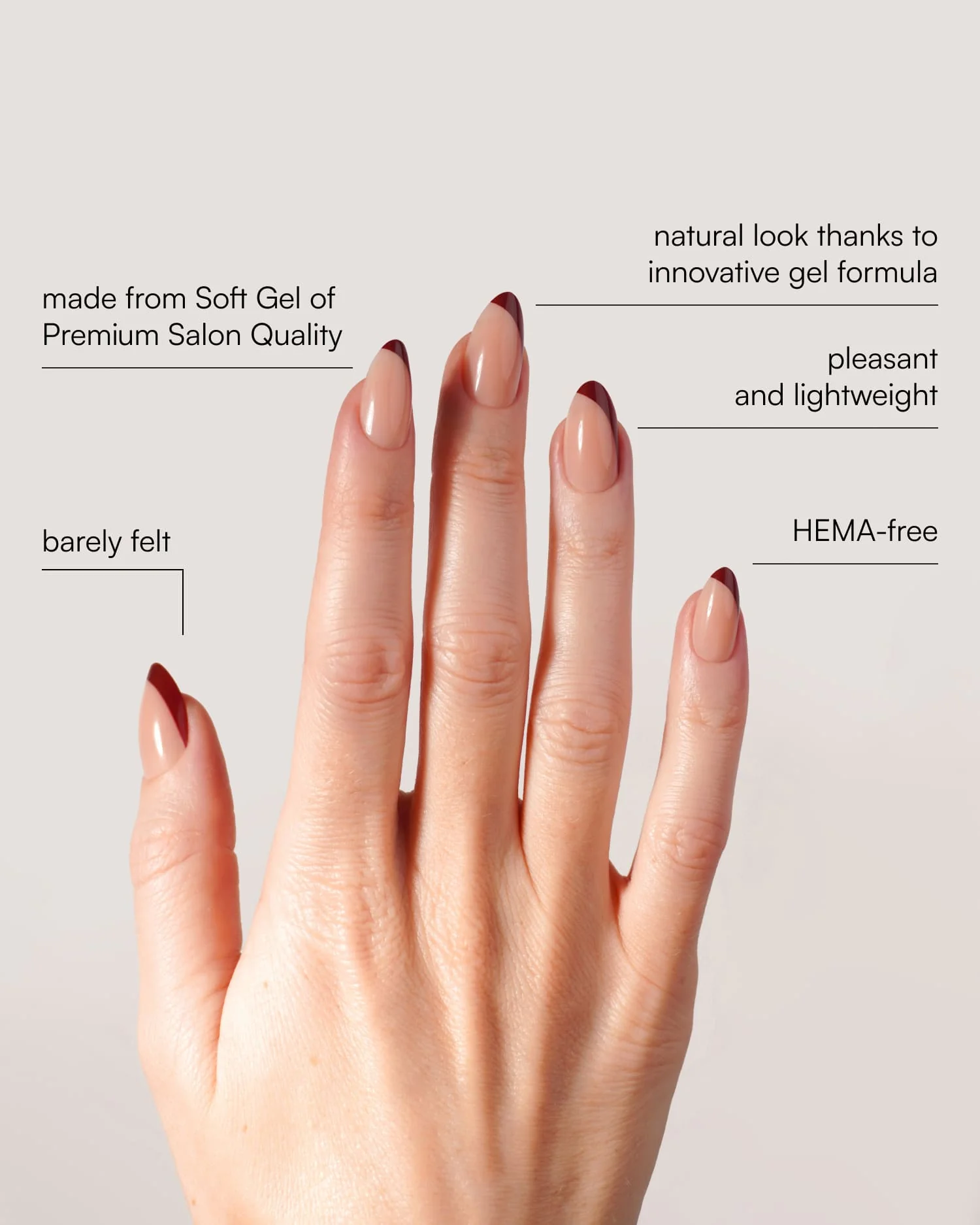 Red Slate French Short Almond Soft Gel Press Ons - Image 3