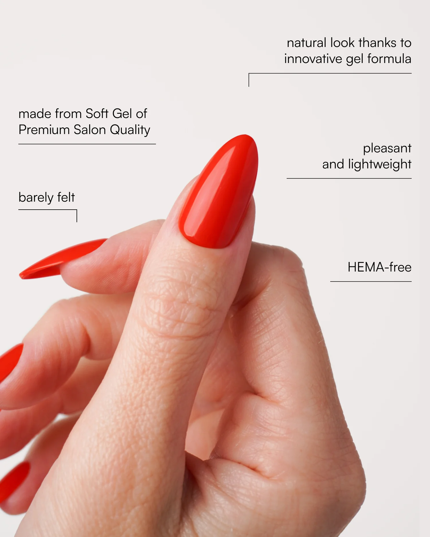 Rose Red Medium Almond Soft Gel Press Ons - Image 3