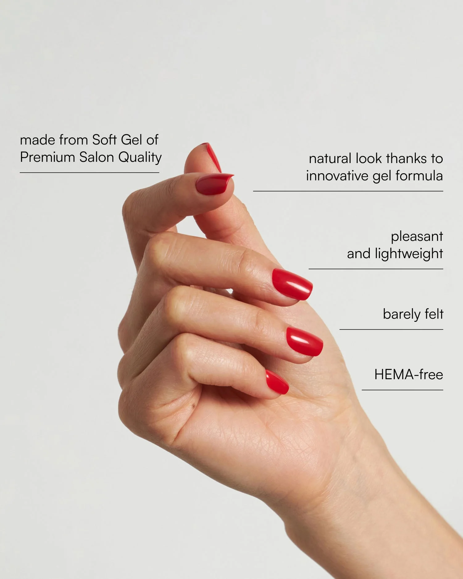Rose Red Short Square Soft Gel Press Ons - Image 3