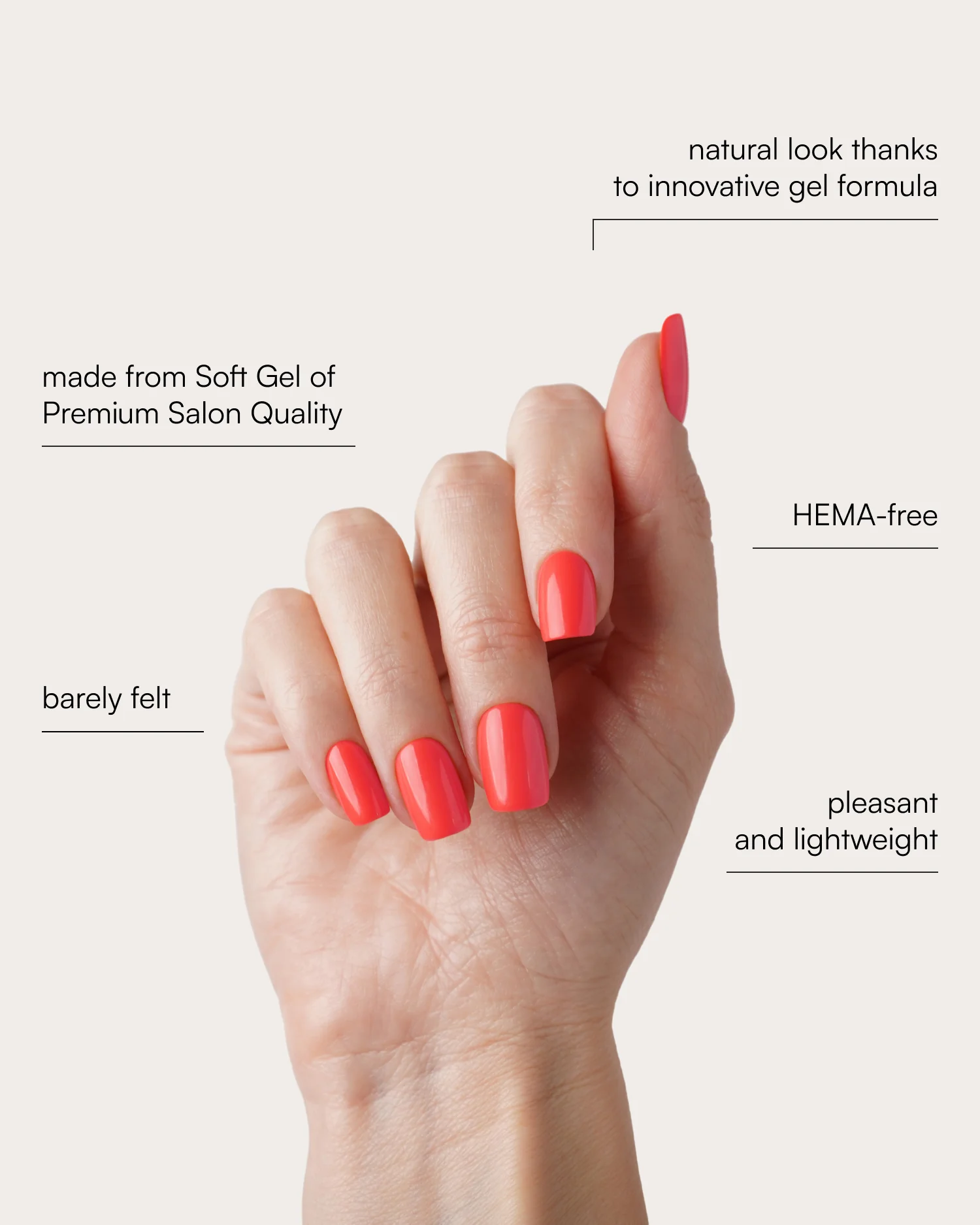 Sunset Coral Short Square Soft Gel Press Ons - Image 3