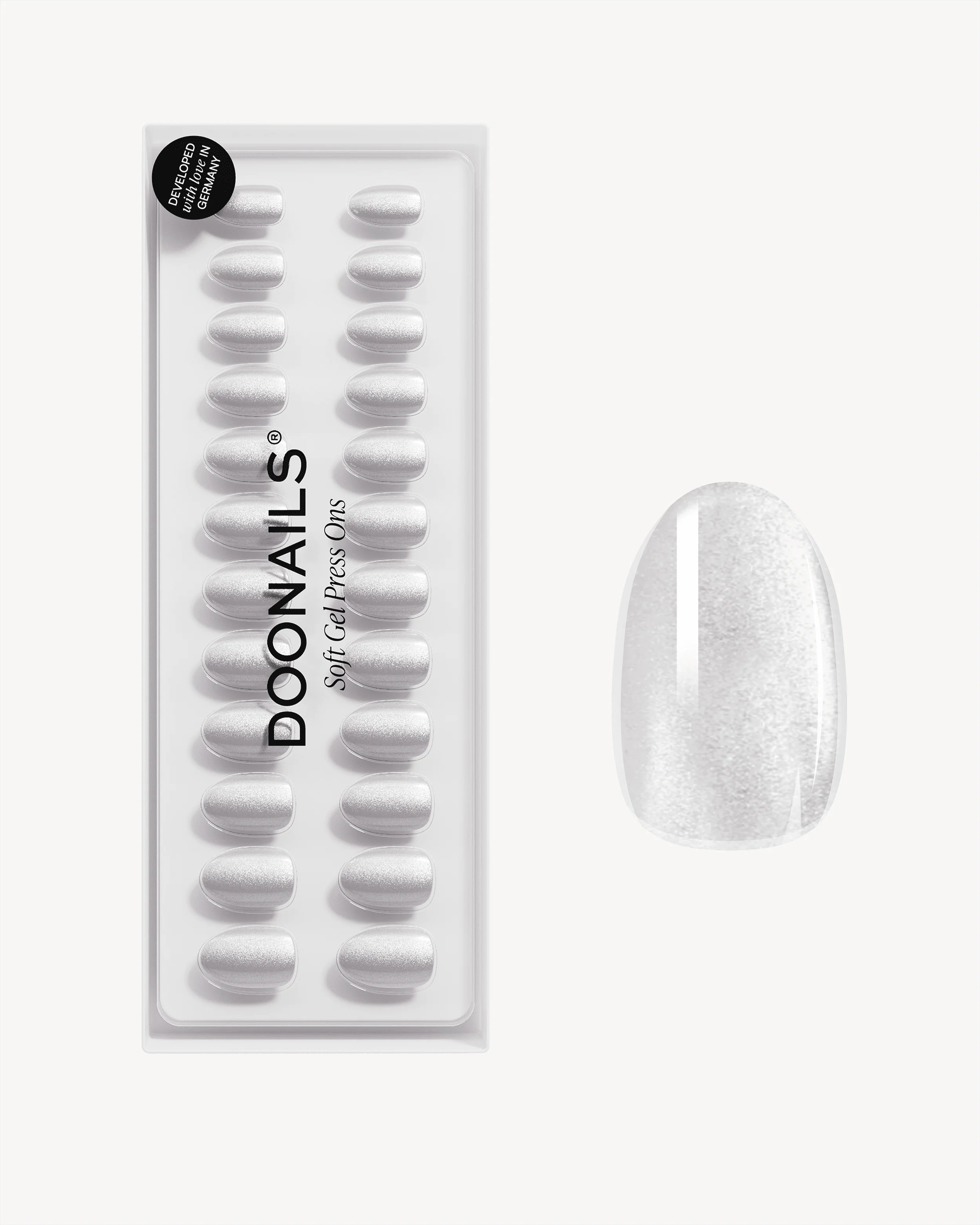 White Cateye Short Round Soft Gel Press Ons