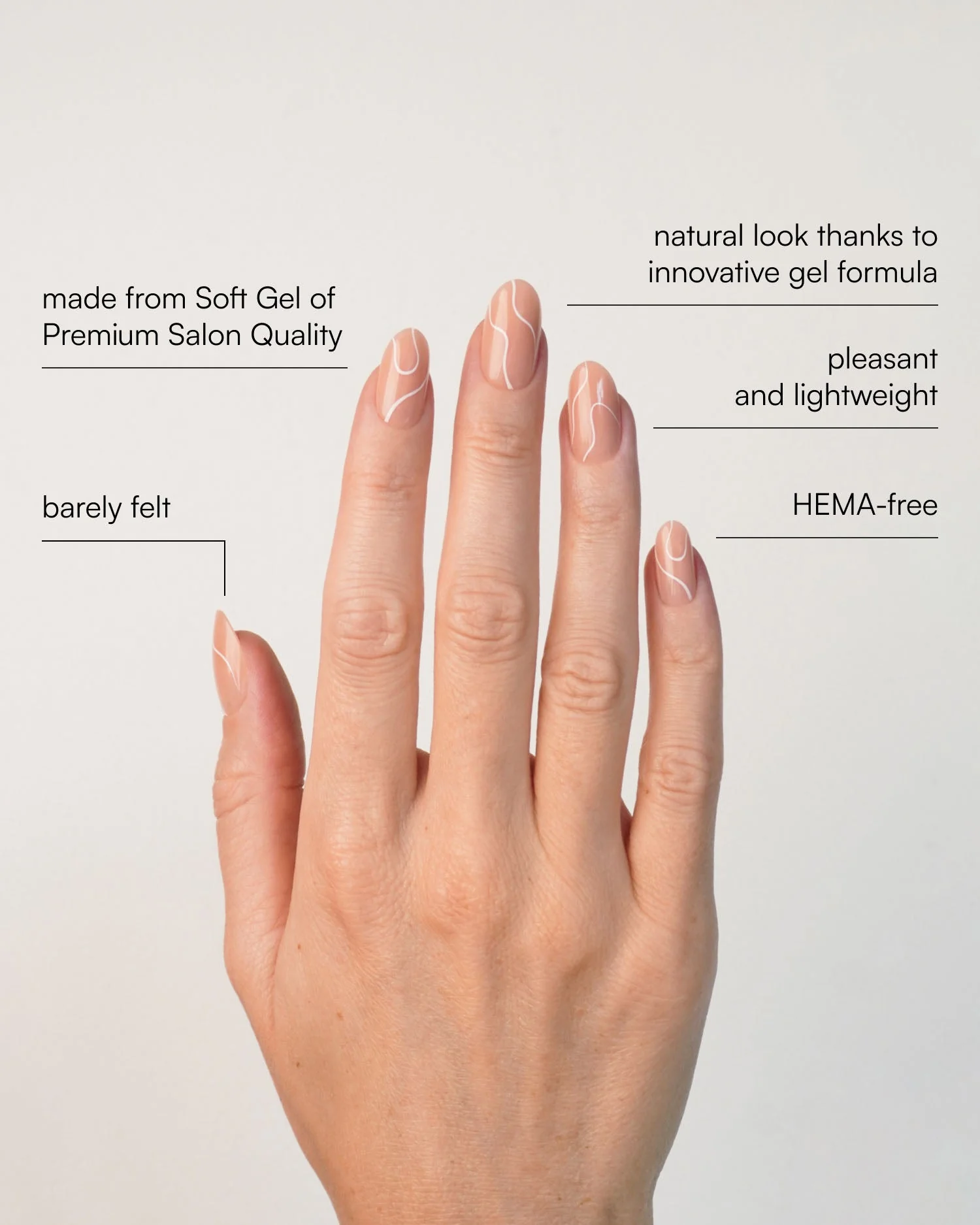 White Swirl Medium Round Soft Gel Press Ons - Image 3